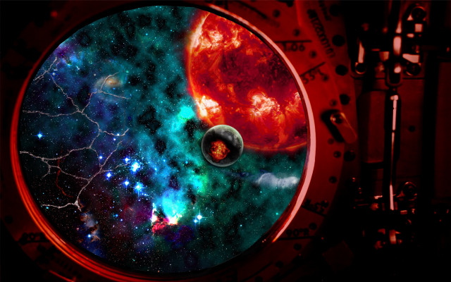 Clock redplanet star space matte free wallpaper for desktop - medium preview image