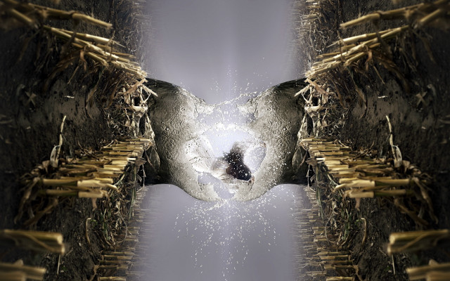 Snow mountain waterfall abstract surreal free wallpaper for desktop - medium preview image