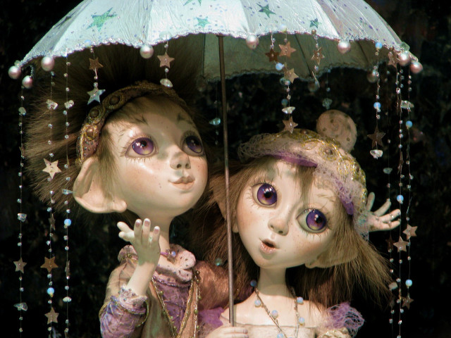 Dolls umbrella rain costumes whimsical free wallpaper for desktop - medium preview image