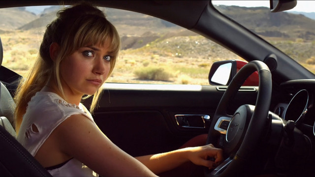 Woman driving desert mountains beach free wallpaper for desktop - medium preview image