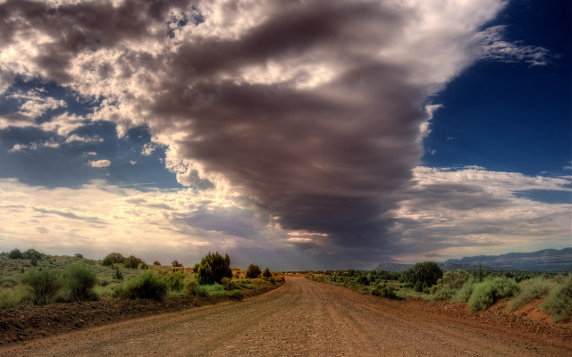 Dirt road cloud sky mountains free wallpaper for desktop - medium preview image