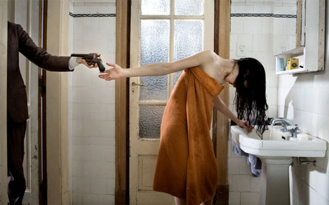 Woman towel gun bathroom suit free wallpaper for desktop - medium preview image