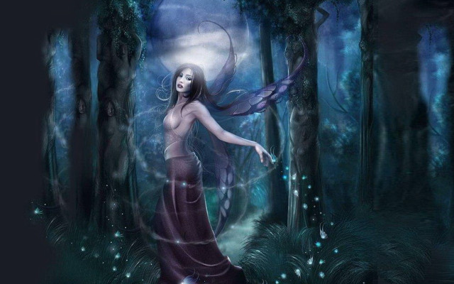 Woman dress forest bird flying free wallpaper for desktop - medium preview image