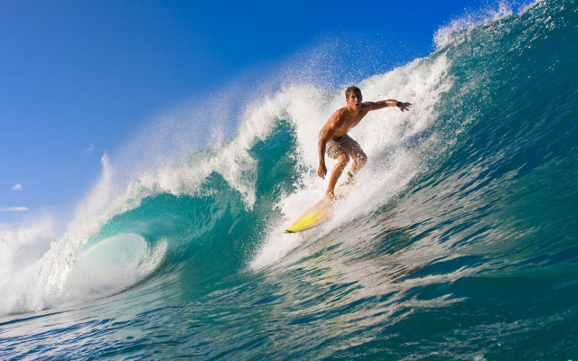 Surfing man wave ocean sunny #3 free wallpaper for desktop - medium preview image