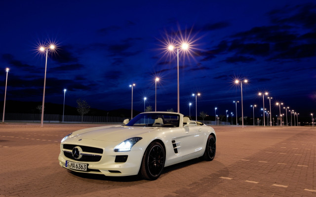 White sports car night city #7 free wallpaper for desktop - medium preview image