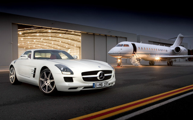 White car private jet luxury free wallpaper for desktop - medium preview image