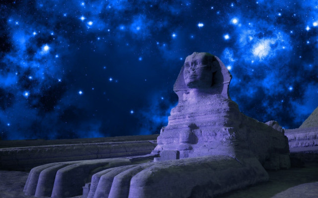 Sphinx starry sky space aurora free wallpaper for desktop - medium preview image