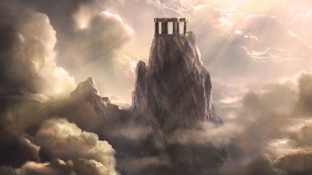 Mountain tower clouds sky sunset free wallpaper for desktop - medium preview image