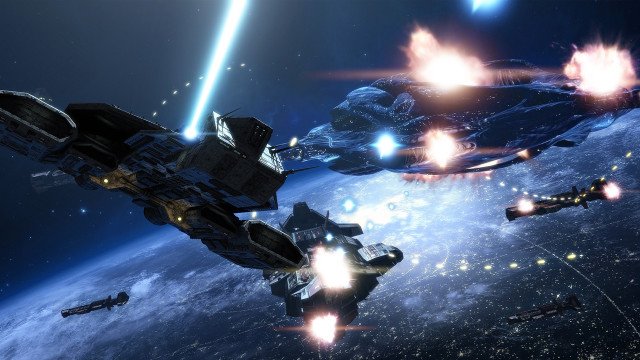 Space station lights sky planet free wallpaper for desktop - medium preview image