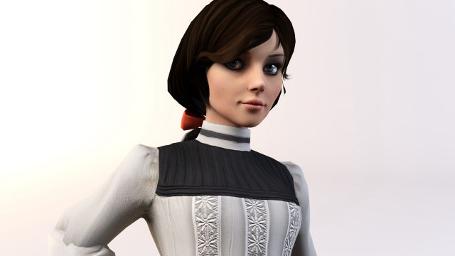 Woman white dress black collar free wallpaper for desktop - medium preview image