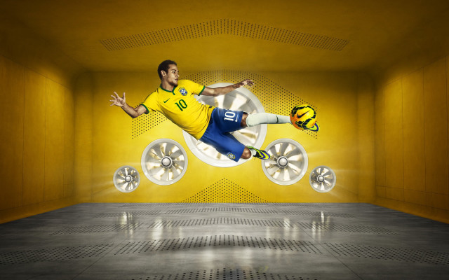 Yellow soccer man wheels room free wallpaper for desktop - medium preview image