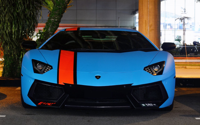 Blue sports car orange stripes #2 free wallpaper for desktop - medium preview image