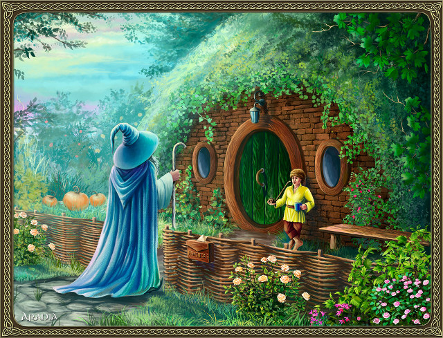 Wizard girl hobbit door green free wallpaper for desktop - medium preview image