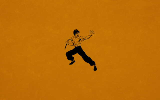 Man jumping minimalist gradient orange free wallpaper for desktop - medium preview image