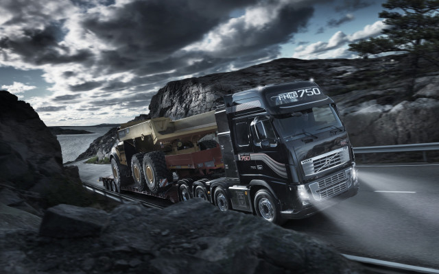 Truck mountain cloudy sky lightbeam free wallpaper for desktop - medium preview image