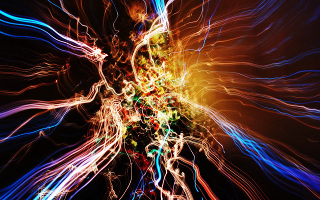 Colorful abstract tree lights black free wallpaper for desktop - medium preview image