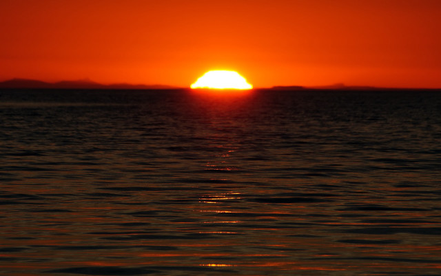 Sunset ocean boat bird cloud #2 free wallpaper for desktop - medium preview image