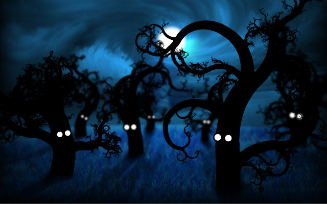 Creepy tree full moon glowing free wallpaper for desktop - medium preview image