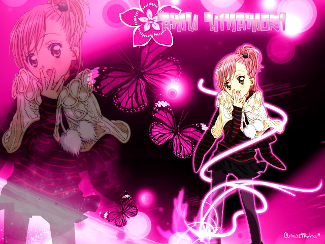 Girl pink hair butterfly hand free wallpaper for desktop - medium preview image