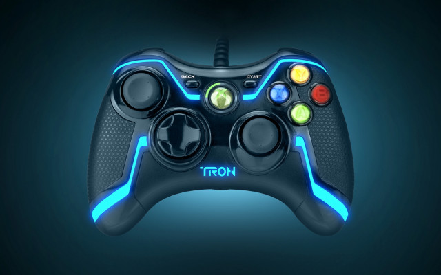 Black controller blue lights gradient free wallpaper for desktop - medium preview image