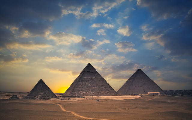 Three pyramids desert sunset clouds #3 free wallpaper for desktop - medium preview image