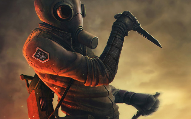 Man gasmask knife gun sotsart free wallpaper for desktop - medium preview image