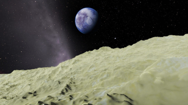 Large blue object snowy hill free wallpaper for desktop - medium preview image