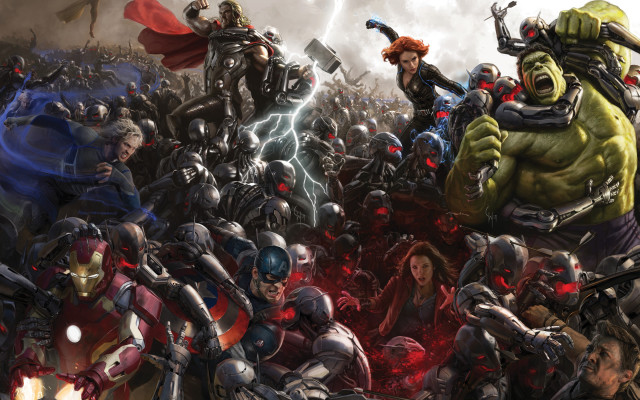 Avengers hulks battle painting red free wallpaper for desktop - medium preview image