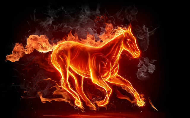 Horse running fire field flames #3 free wallpaper for desktop - medium preview image