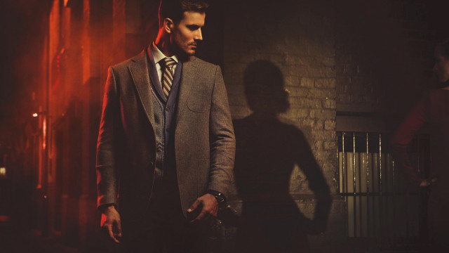 Man suit tie shadow formal free wallpaper for desktop - medium preview image
