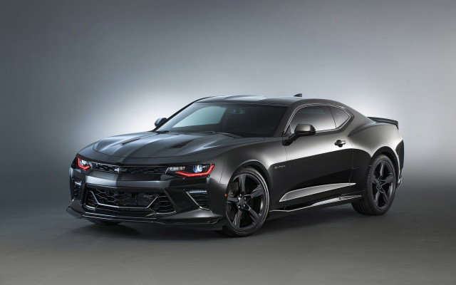 Black chevrolet camaro studio gray free wallpaper for desktop - medium preview image
