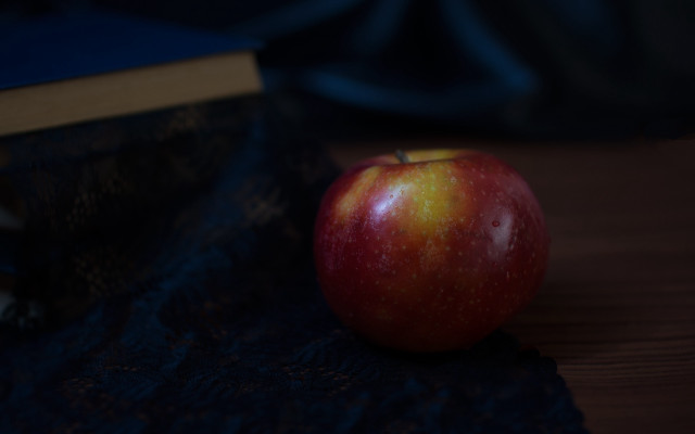 Red apple wooden table book #2 free wallpaper for desktop - medium preview image