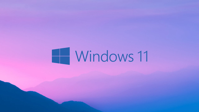 Purple blue windows11 mountains sunset free wallpaper for desktop - medium preview image