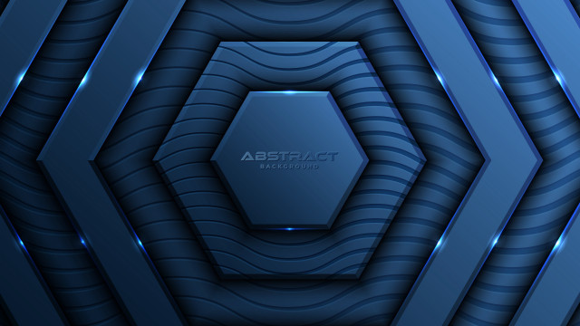 Blue abstract hexagonal metallic shiny free wallpaper for desktop - medium preview image