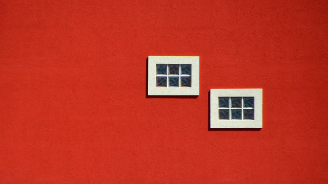 Red wall two windows black free wallpaper for desktop - medium preview image