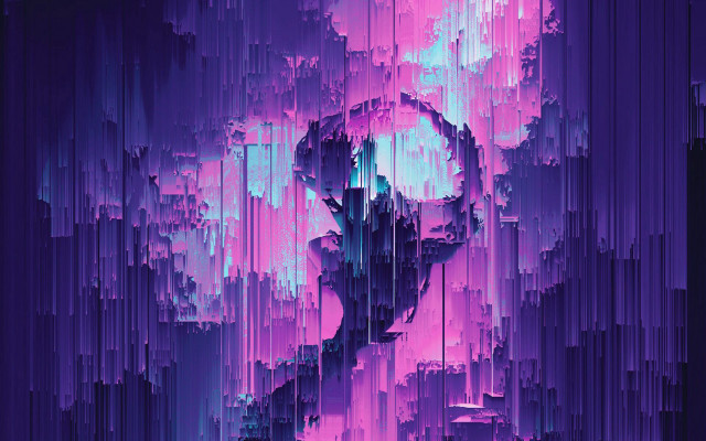 Purple blue abstract skull cyberpunk free wallpaper for desktop - medium preview image