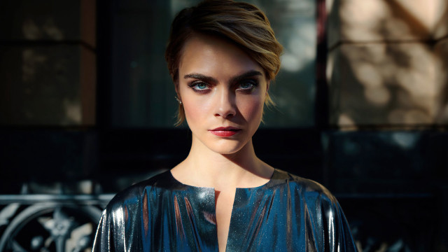 Blonde woman blue dress building free wallpaper for desktop - medium preview image