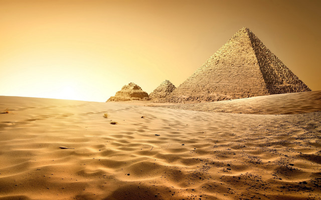 Pyramids desert sand dune sunset free wallpaper for desktop - medium preview image