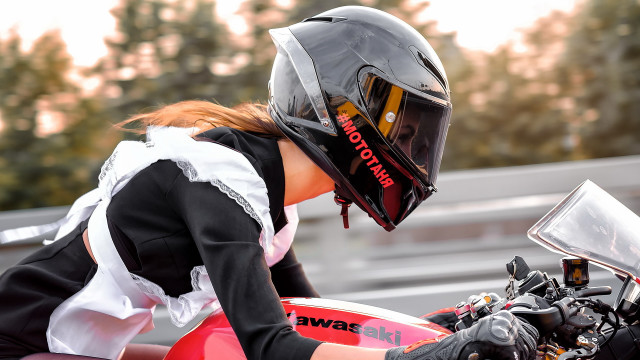 Chizuko yoshida motorcycle outdoors blurry free wallpaper for desktop - medium preview image