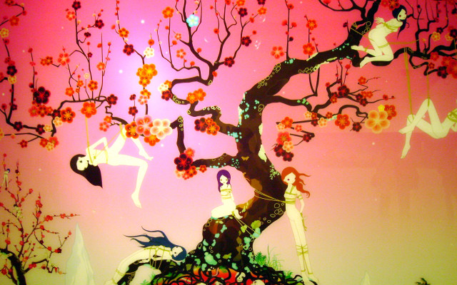 Tree woman horse man background free wallpaper for desktop - medium preview image