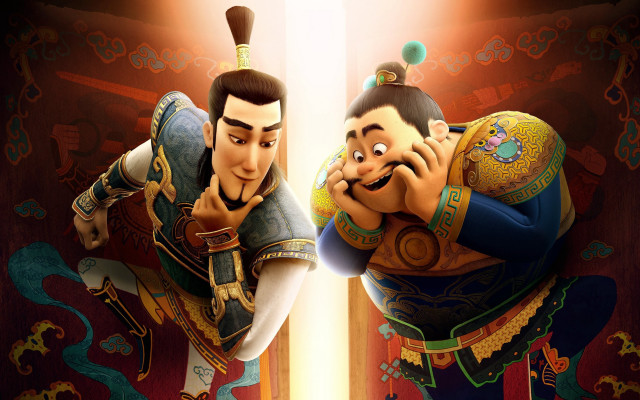 Cartoon characters cellphone chinese clothes free wallpaper for desktop - medium preview image