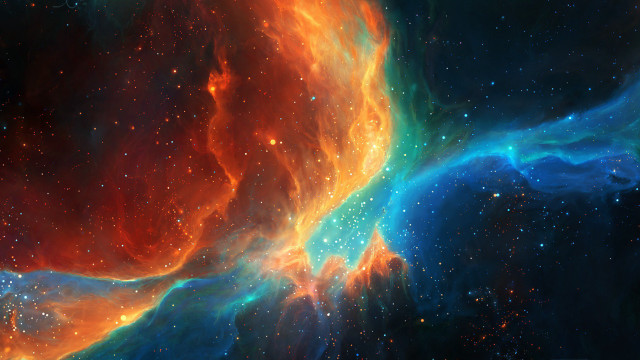 Colorful space scene star astronaut free wallpaper for desktop - medium preview image