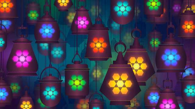 Colorful lights green blue walls free wallpaper for desktop - medium preview image