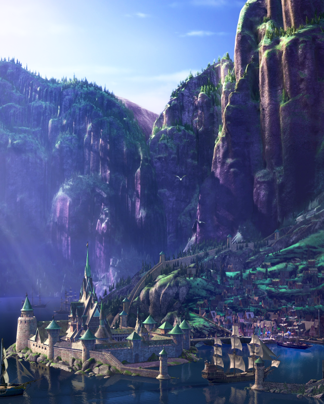 Fantasy landscape castle mountain lake free wallpaper for mobile - medium preview image