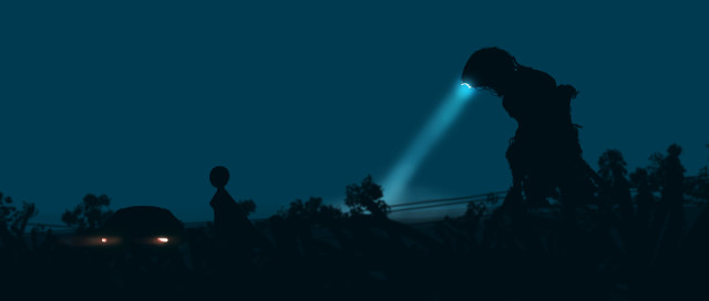 Person flashlight dark trees night free wallpaper for desktop - medium preview image