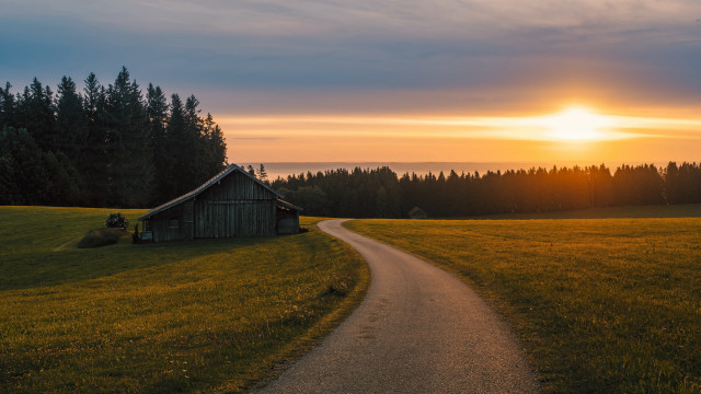 Dirt road field barn sunset #3 free wallpaper for desktop - medium preview image