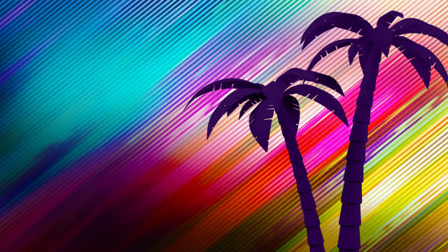 Palm trees multicolored stripe pattern free wallpaper for desktop - medium preview image