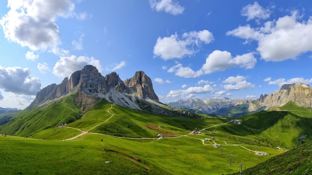 Green valley winding road mountains free wallpaper for desktop - medium preview image