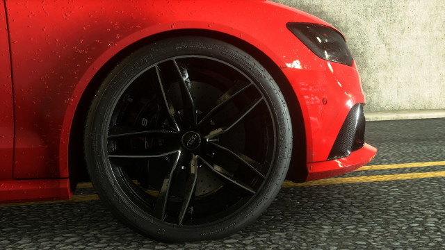 Red sports car rain drops free wallpaper for desktop - medium preview image
