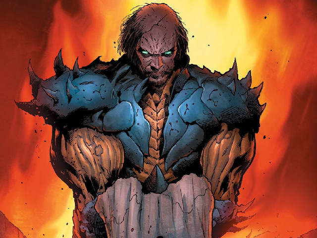 Bearded man blue armor fire free wallpaper for desktop - medium preview image